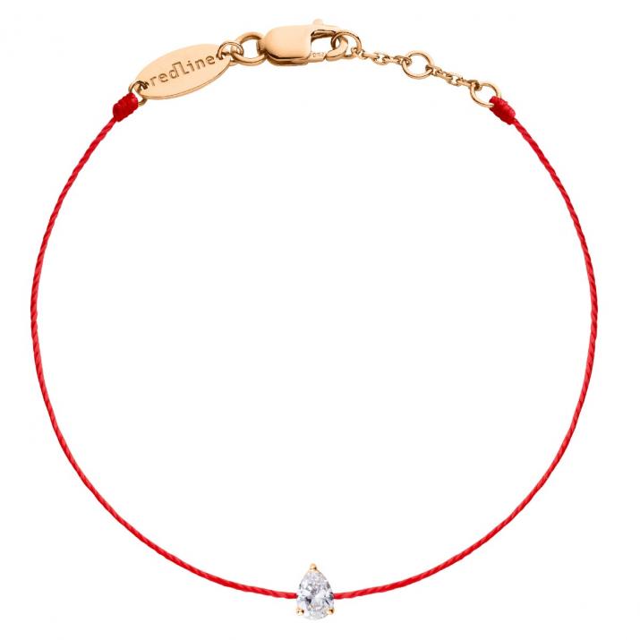 String Bracelet For Women with 0.10ct Pear Diamond in Rose Gold Prong Setting - Redline - 0++