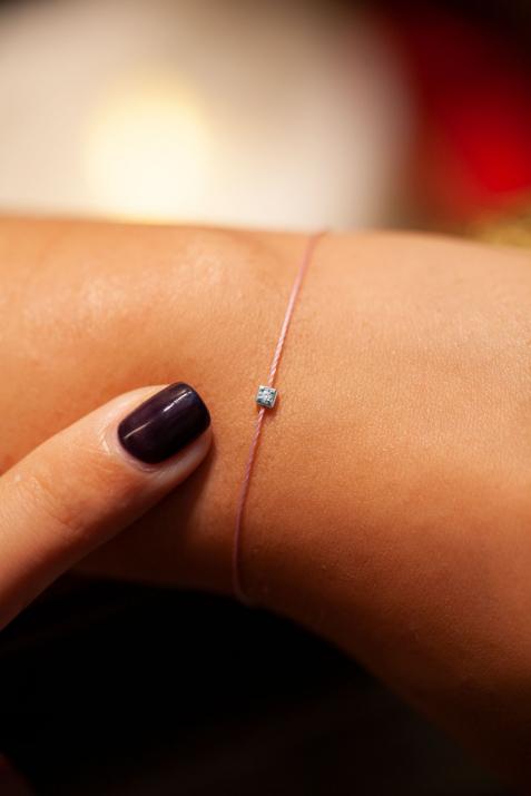 Браслет Amy с бриллиантовой проволокой 0,02 карата и квадратом из розового золота - Redline - 0++