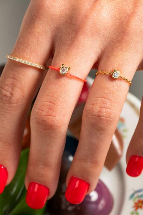 Цепочка Mini Pure Cat и кольцо с бриллиантом из желтого золота - Redline - 0++