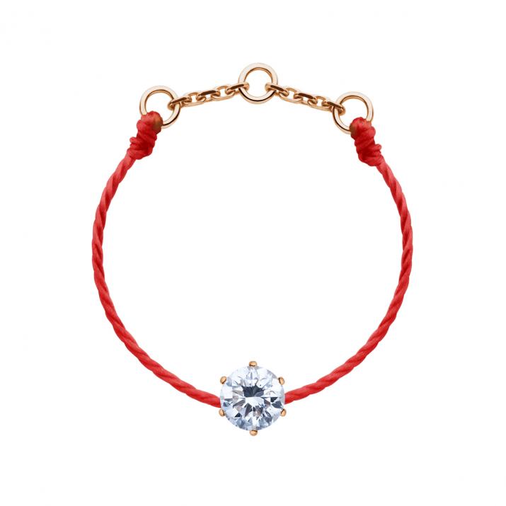 String Ring with 0.10ct Round Diamond in Rose Gold Prong Setting - Redline - 0++