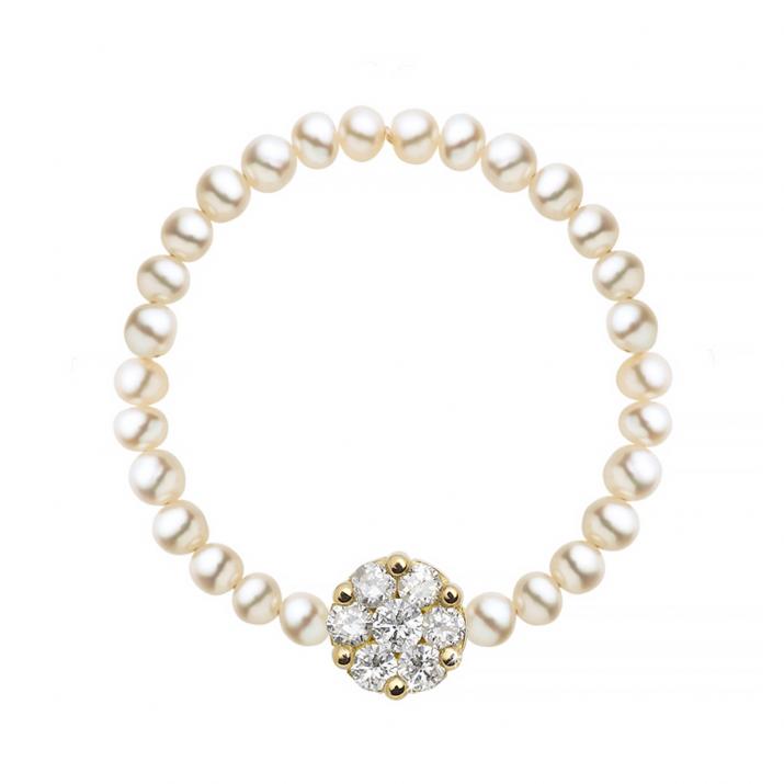String Ring with 0.05ct Round Diamond in Yellow Gold Cluster Setting - Redline - 0++