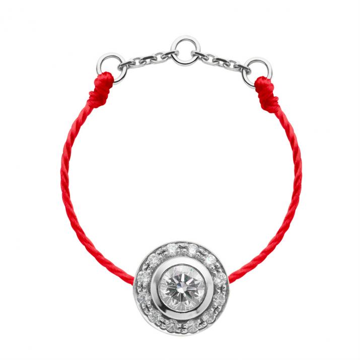 String Ring with 0.26ct Round Diamond in White Gold Bezel Setting - Redline - 0++