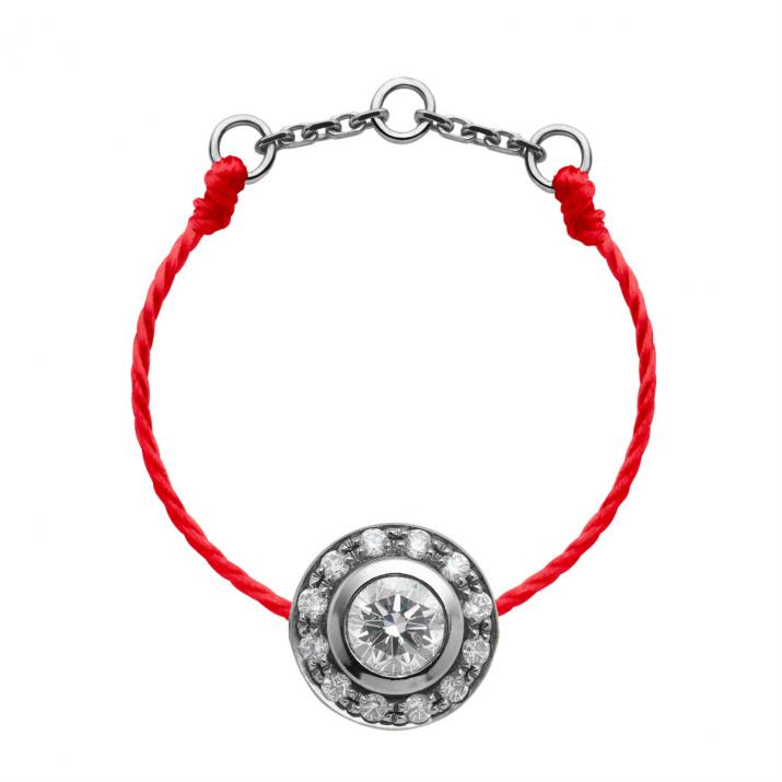 String Ring with 0.26ct Round Diamond in Black Gold Bezel Setting - Redline - 0++