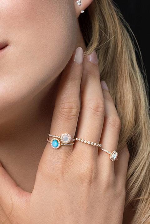 Кольцо Reine Turquoise Розовое золото - Redline - 0++