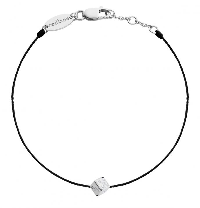 String Bracelet For Men with 0.09ct Round Diamond in White Gold Pavé Setting - Redline - 0++