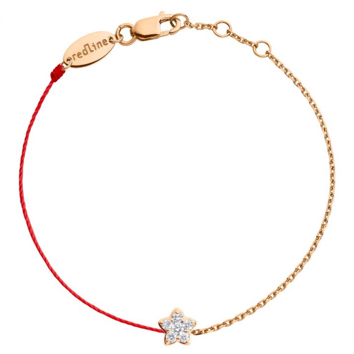 Chain Bracelet For Women with 0.05ct Round Diamond in Rose Gold Prong Setting - Redline - 0++