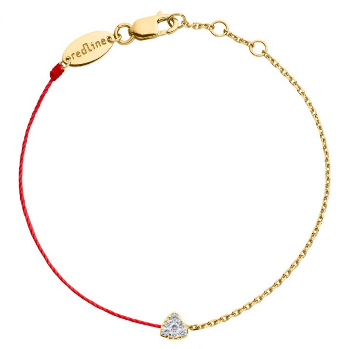 String-Chain Bracelet For Women with 0.05ct Trillion Diamond in Yellow Gold Prong Setting - Redline