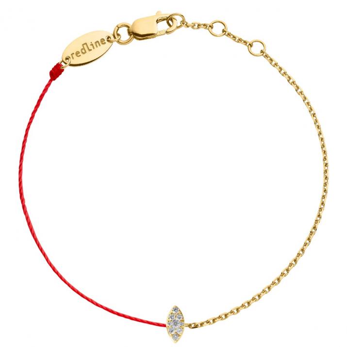 String-Chain Bracelet For Women with 0.05ct Round Diamond in Yellow Gold Prong Setting - Redline