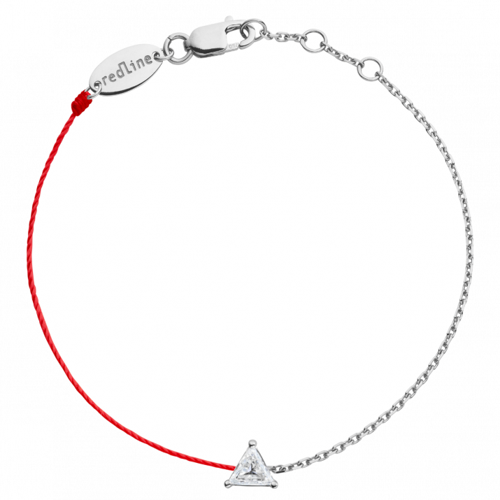 String-Chain Bracelet For Women with 0.10ct Trillion Diamond in White Gold Prong Setting - Redline - 0++