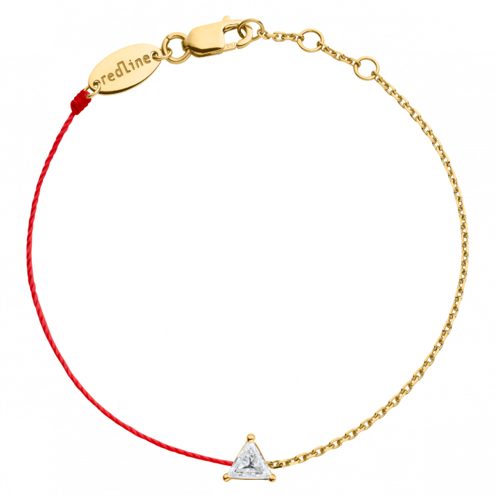 String-Chain Bracelet For Women with 0.10ct Trillion Diamond in Yellow Gold Prong Setting - Redline - 0++