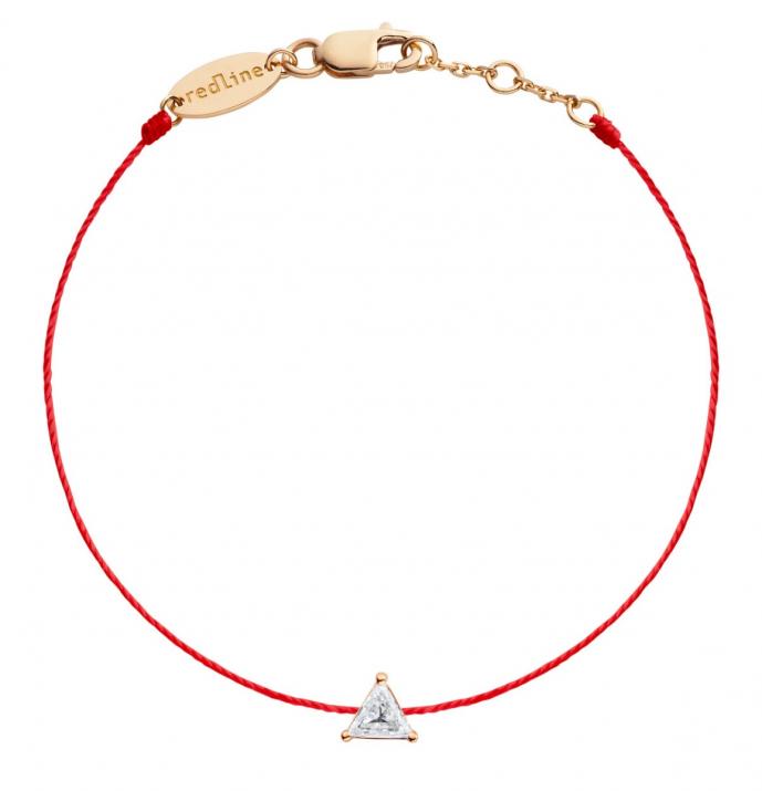 String Bracelet For Women with 0.10ct Trillion Diamond in Rose Gold Prong Setting - Redline - 0++