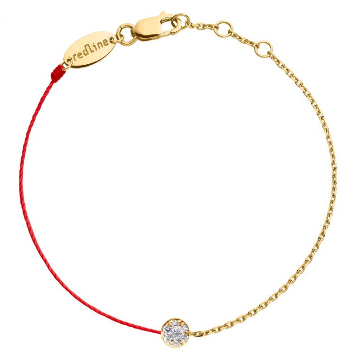 String-Chain Bracelet For Women with 0.05ct Round Diamond in Yellow Gold Prong Setting - Redline