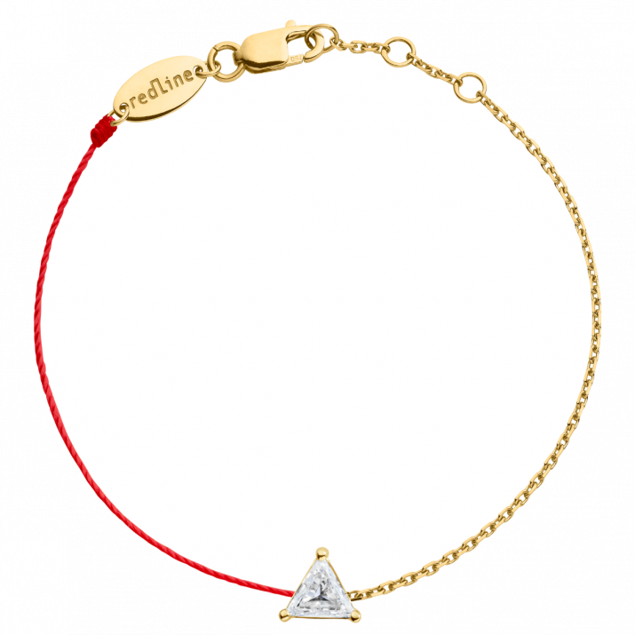 String-Chain Bracelet For Women with 0.20ct Trillion Diamond in Yellow Gold Prong Setting - Redline - 0++