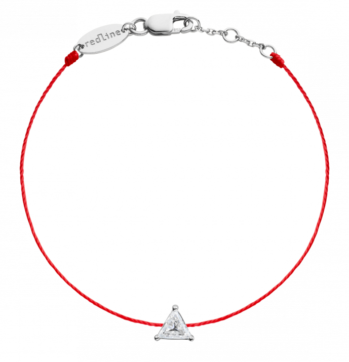 String Bracelet For Women with 0.20ct Trillion Diamond in White Gold Prong Setting - Redline - 0++