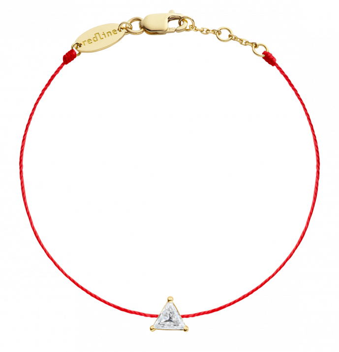 String Bracelet For Women with 0.20ct Trillion Diamond in Yellow Gold Prong Setting - Redline - 0++