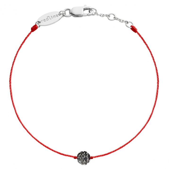 String Bracelet For Women with 0.21ct Round Black Diamond in White Gold Prong Setting - Redline