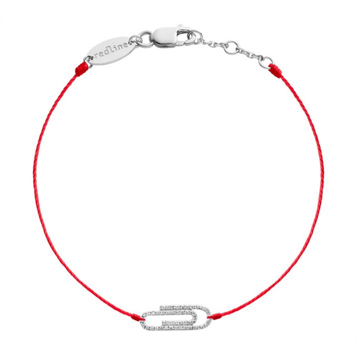 String Bracelet For Women with 0.12ct Round Diamond in White Gold Pavé Setting - Redline - 0++