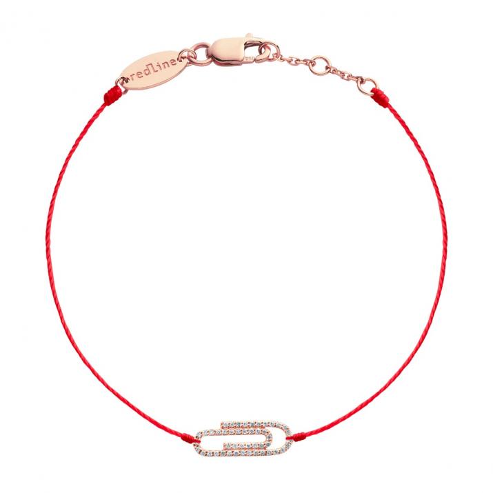 String Bracelet For Women with 0.12ct Round Diamond in Rose Gold Pavé Setting - Redline - 0++