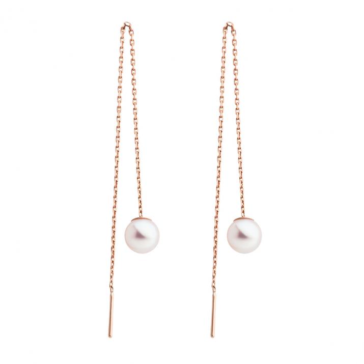 Rose gold earrings with Akoya pearls - Redline - 0++