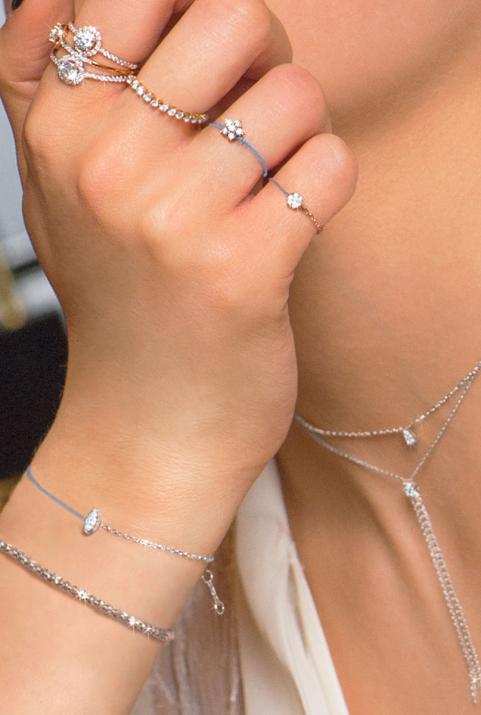 String Bracelet For Women with Hammered Balls in White Gold  - Redline - 0++