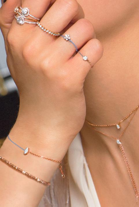 Chain Necklace For Women with 0.09ct Round Diamond in Rose Gold Prong Setting - Redline - 0++