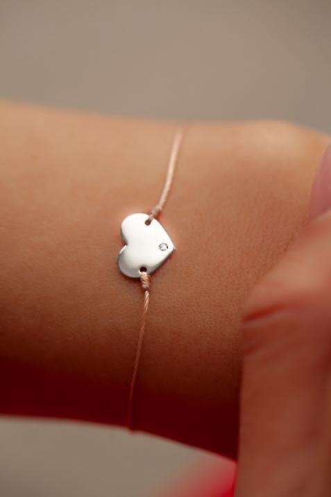 String Bracelet For Women with 0.01ct Round Diamond in White Gold Pavé Setting - Redline - 0++