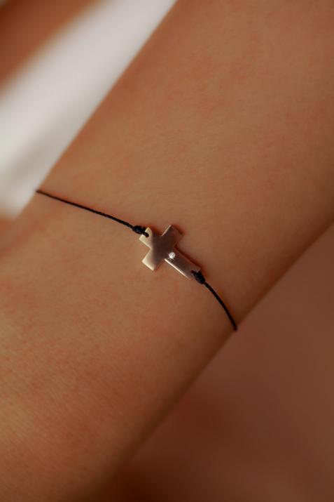 String Bracelet For Women with 0.01ct Round Diamond in Yellow Gold Pavé Setting - Redline - 0++