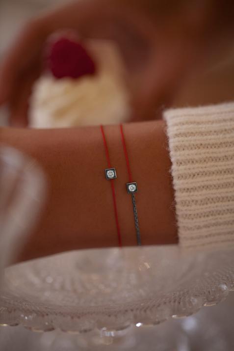 Браслет-цепочка для женщин с круглым бриллиантом 0,10 кар в оправе из черного золота - Redline - 0++