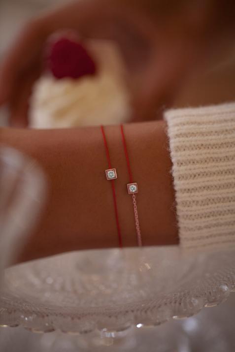 Браслет-цепочка для женщин с круглым бриллиантом 0,10 кар в оправе из розового золота - Redline - 0++