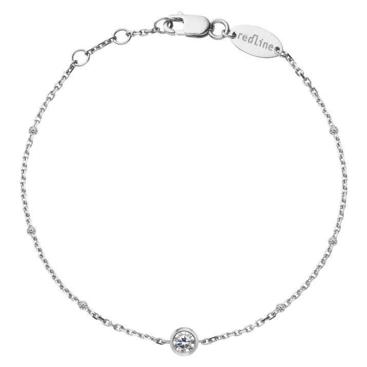 Chain Bracelet For Women with 0.14ct Round Diamond in White Gold Bezel Setting - Redline - 0++