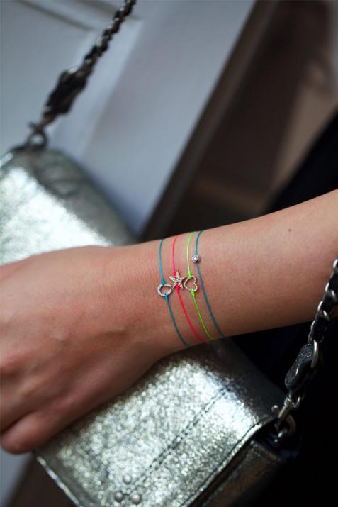 Bracelet fil coeur or jaune pavé diamant - Redline - 0++