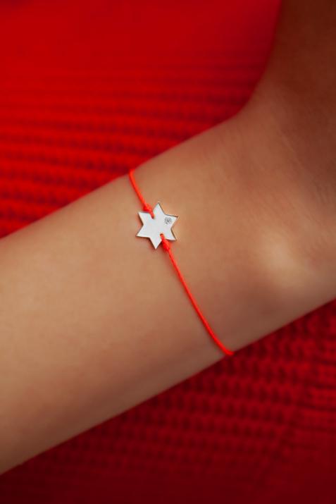 String Bracelet For Women with 0.01ct Round Diamond in White Gold Pavé Setting - Redline - 0++