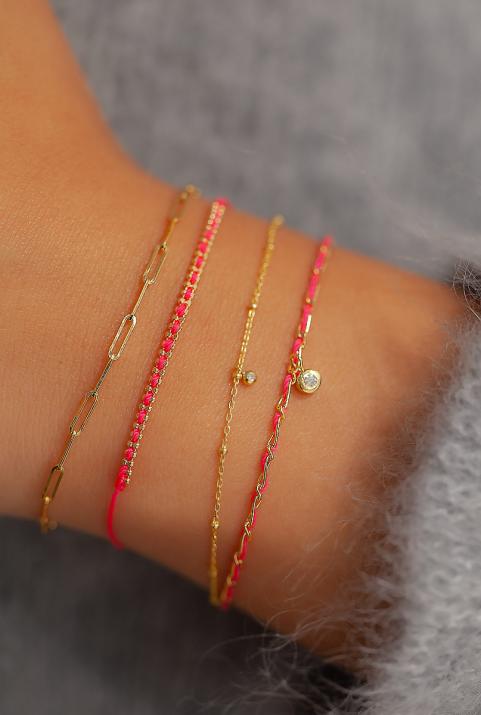 Браслет-чередование из желтого золота с нитью и бриллиантом - Redline - 0++