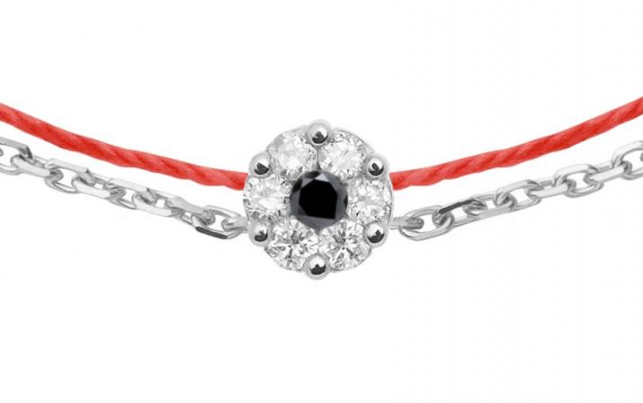 String Bracelet For Women with 0.06ct Round Diamond in White Gold Cluster Setting - Redline