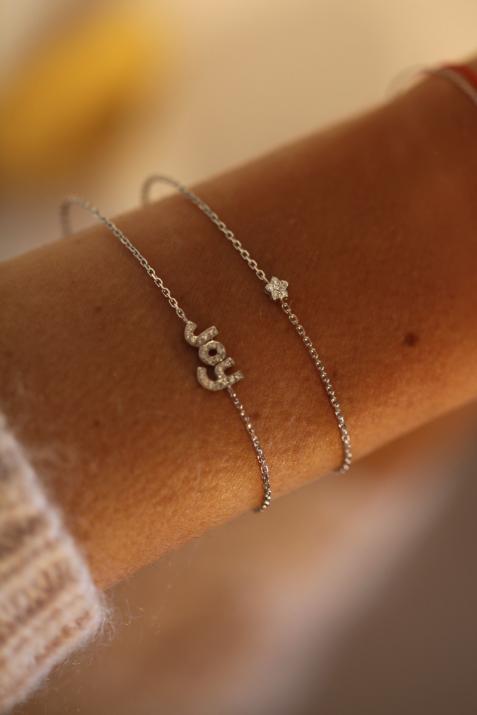 Chain Bracelet For Women with 0.11ct Round Diamond in White Gold Pavé Setting - Redline - 0++