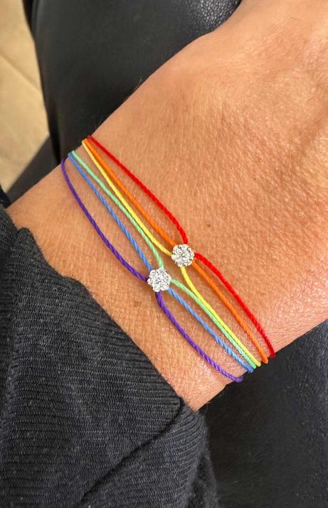 Multistring Bracelet For Women with 0.05ct Round Diamond in White Gold Cluster Setting - Redline - 0++