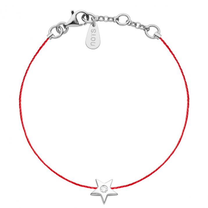 String Bracelet For Women with 0.05ct Round Diamond in Silver Bezel Setting - Redline - 0++