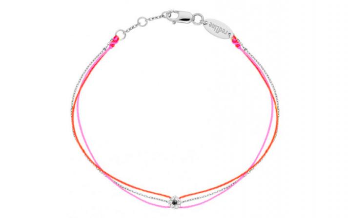 Twin Strings Bracelet For Women with 0.06ct Round Diamond in White Gold Cluster Setting - Redline