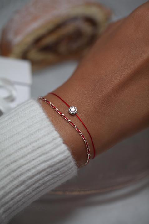 Bracelet fil avec diamant 0.20 carat serti clos or blanc - Redline - 0++