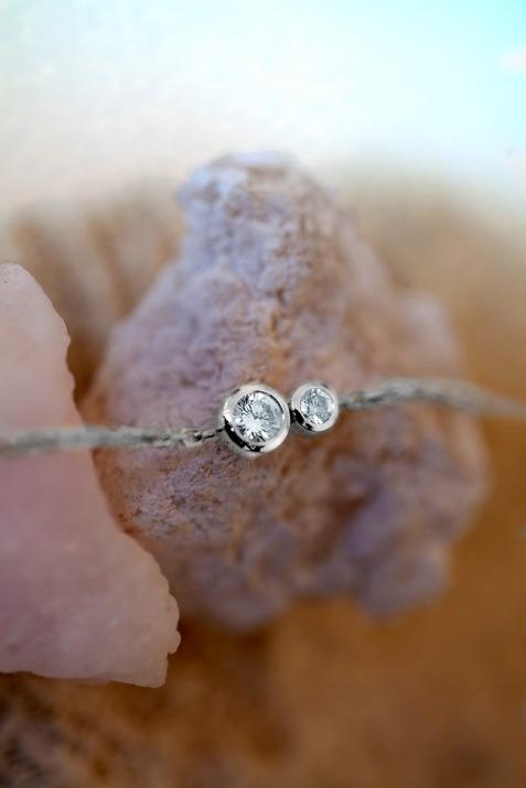 Chain Bracelet For Women with 0.15ct Round Diamond in White Gold Bezel Setting - Redline - 0++