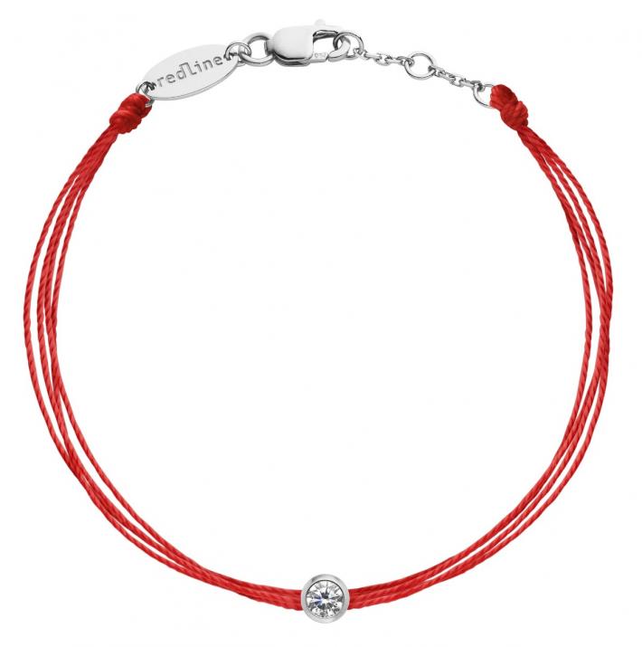 Multistring Bracelet For Men with 0.10ct Round Diamond in White Gold Bezel Setting - Redline - 0++