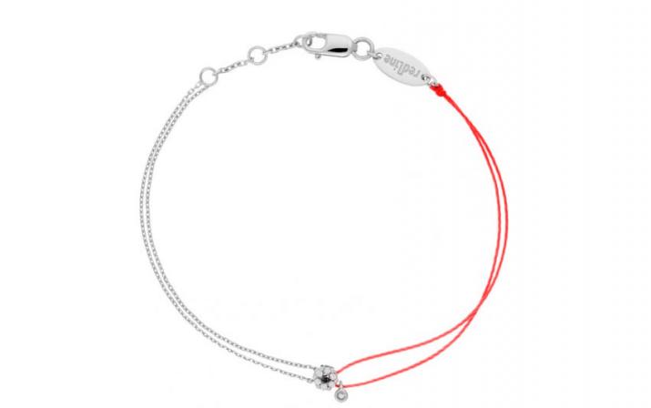 String-Chain Bracelet For Women with 0.07ct Round Diamond in White Gold Cluster Setting - Redline - 0++