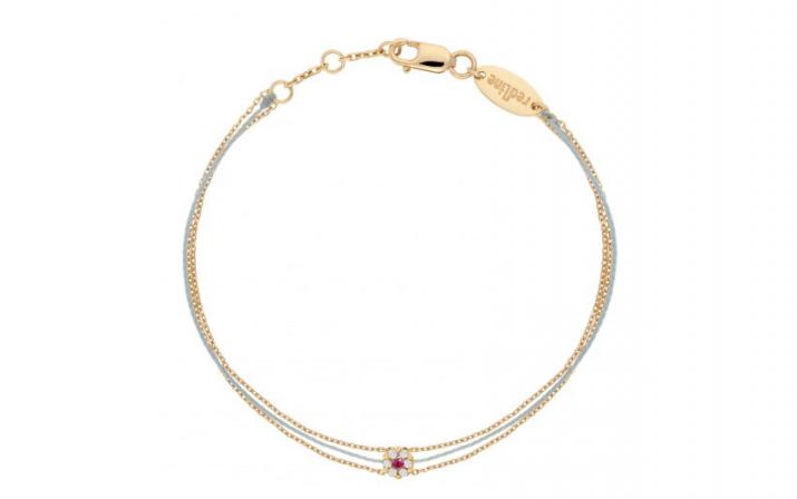 String Bracelet For Women with 0.05ct Round Diamond in Yellow Gold Cluster Setting - Redline - 0++