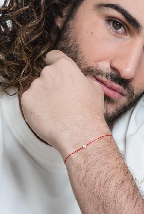 Bracelet homme fil avec diamant 0.10 carat en serti clos or rose - Redline - 0++