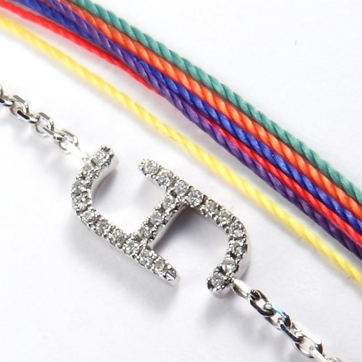 Chain Bracelet For Women with 0.50ct Round Diamond in White Gold Pavé Setting - Redline - 0++