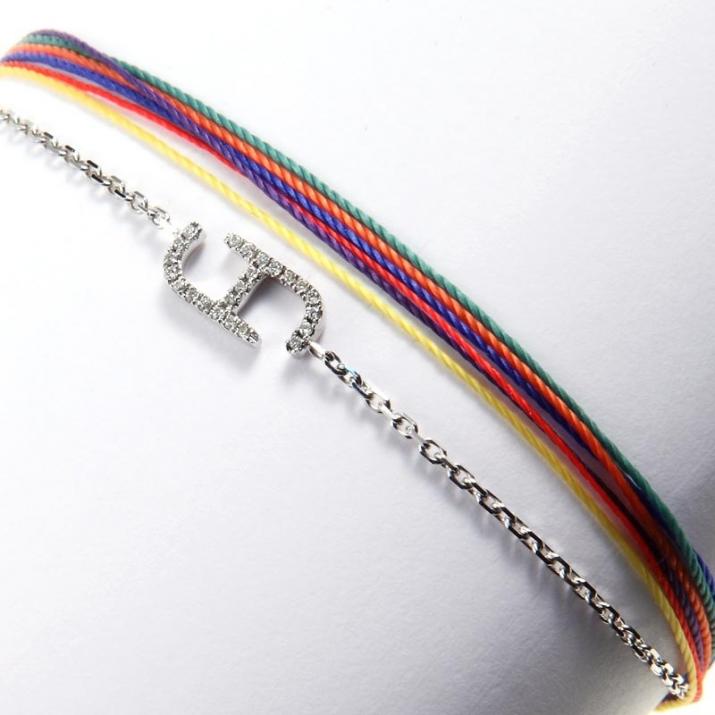 Chain Bracelet For Women with 0.50ct Round Diamond in White Gold Pavé Setting - Redline - 0++