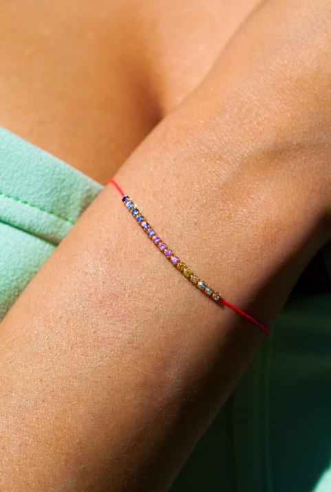 Мэрилин Рейнбоу Сапфиры нить браслет розовое золото - Redline - 0++