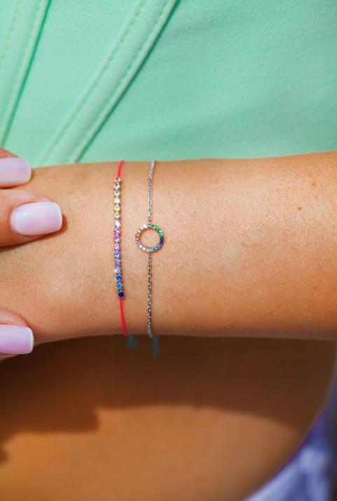 Мэрилин Рейнбоу Сапфиры нить браслет желтое золото - Redline - 0++