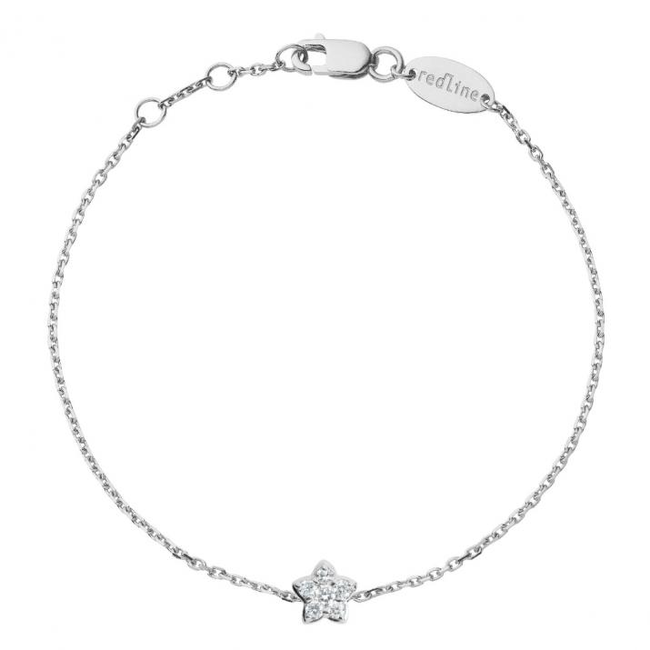 Chain Bracelet For Women with 0.05ct Round Diamond in White Gold Prong Setting - Redline - 0++