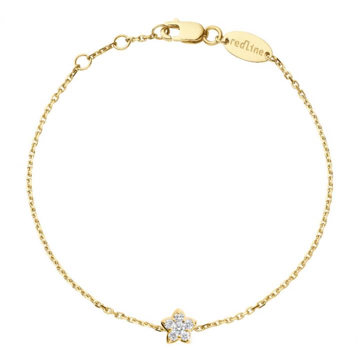 Chain Bracelet For Women with 0.05ct Round Diamond in Yellow Gold Prong Setting - Redline - 0++